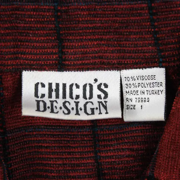 Chicos Design Women's 1 (M/8-10) Red/Black Checkered Button Up Long Sleeve Shirt