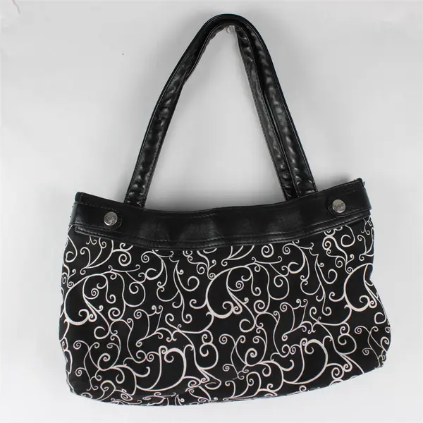 Thirty-One Women's Black/White Shoulder Bag Paisley Pattern Removable Cover