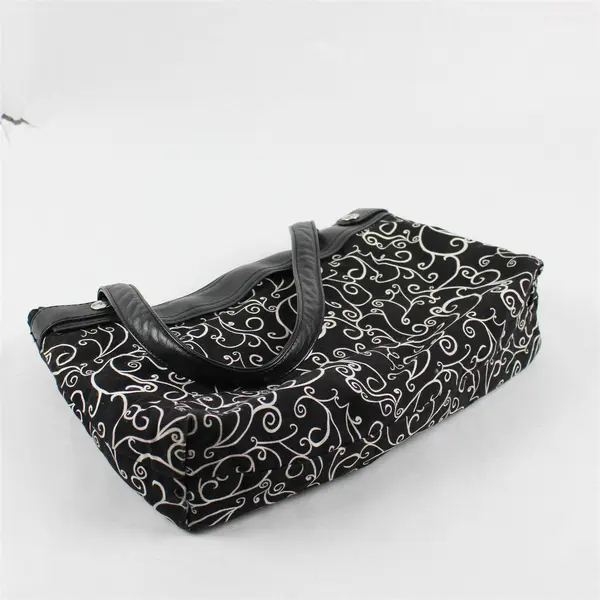 Thirty-One Women's Black/White Shoulder Bag Paisley Pattern Removable Cover