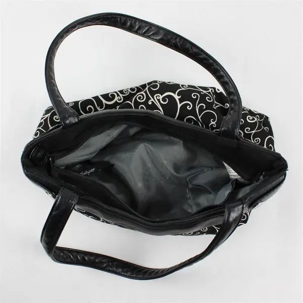 Thirty-One Women's Black/White Shoulder Bag Paisley Pattern Removable Cover