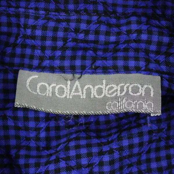 Vintage Carol Anderson Women's 9/10 Blue Checkered Top/Black Pants Jumpsuit 