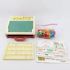Vtg 1972 Fisher Price School Days Portable Play Desk with Letters/Numbers/Cards