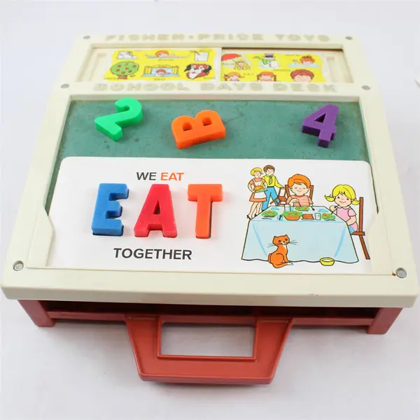 Vtg 1972 Fisher Price School Days Portable Play Desk with Letters/Numbers/Cards