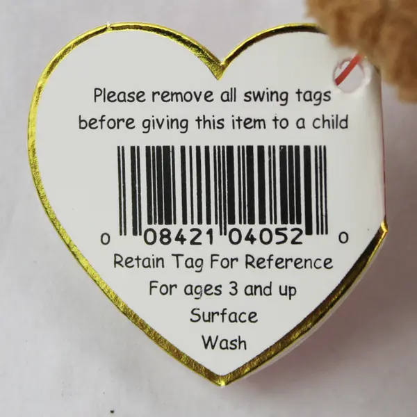 TY Beanie Babies Curly 1993 Brown Bear With Ear Tag Error 1996 Plush Doll Toy
