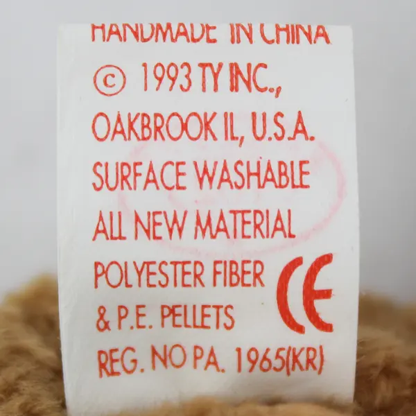 TY Beanie Babies Curly 1993 Brown Bear With Ear Tag Error 1996 Plush Doll Toy