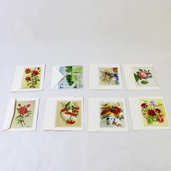 Lot of 8 Floral Illustrated Notecards with Envelopes UNUSED