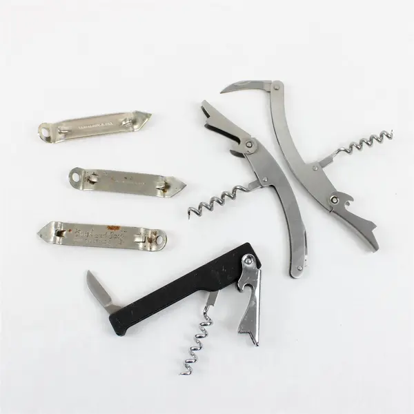 Lot of 6 Metal Wine Beer Can Openers - 3 Corkscrews & 3 Bottle Openers