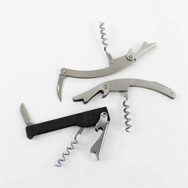 Lot of 6 Metal Wine Beer Can Openers - 3 Corkscrews & 3 Bottle Openers