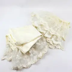 Set of 2 Welfull Embroidered Lacy Off-White Standard Pillowcases