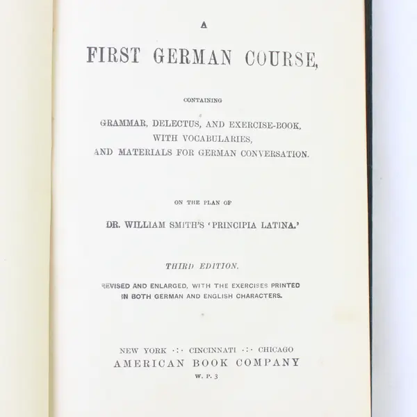 Antique German Principia - Part I A First German Course 1876 3rd Ed HC Revised 
