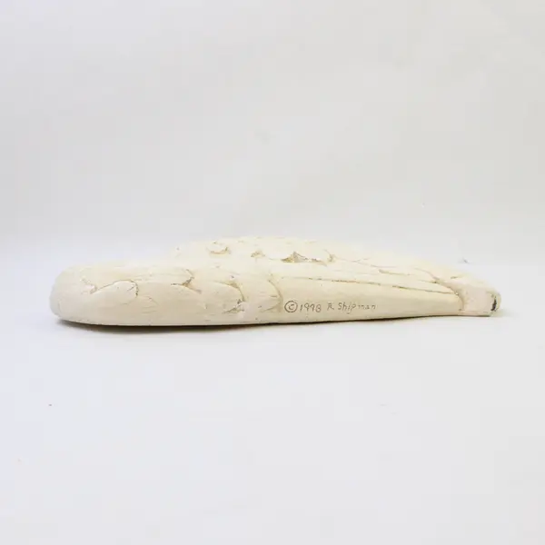 Unbranded White Plaster Heart Shaped Wings Wall Hanging Home Decor 11" x 10"