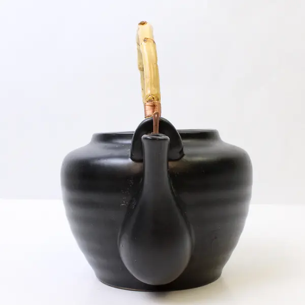 Vintage Oneida Kowa Black Teapot Bamboo Handle 4-Cup Missing Lid