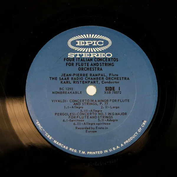 Jean-Pierre Rampal Four Italian Flute Concertos 12" Vinyl Record