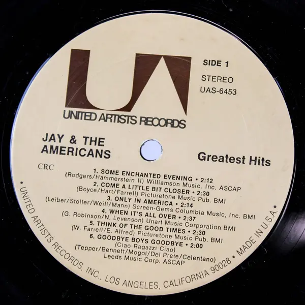 Jay And The Americans–Greatest Hits 12" Vinyl Record 