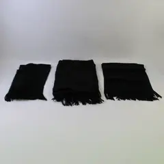 Lot of 3 Solid Black Fringed Knit Rectangle Scarves