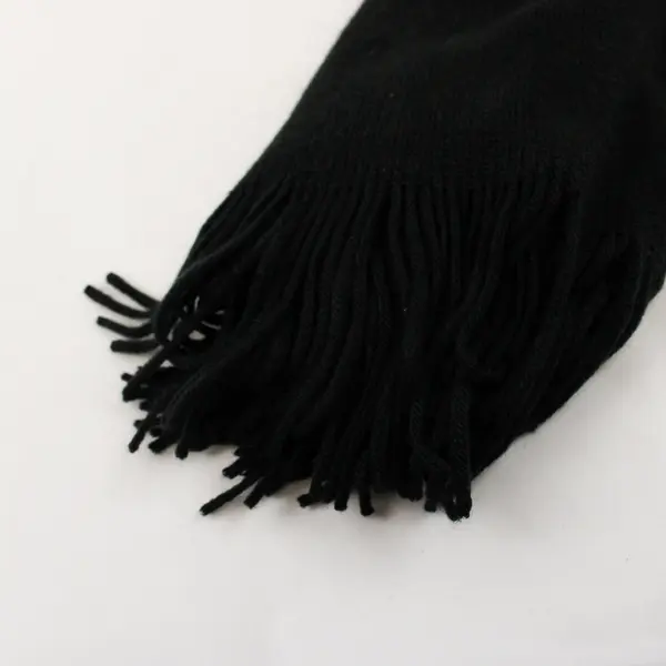 Lot of 3 Solid Black Fringed Knit Rectangle Scarves