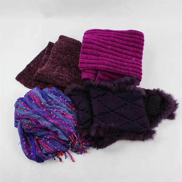 Lot of 4 Women's Purple Knit Scarves Winter Accessories