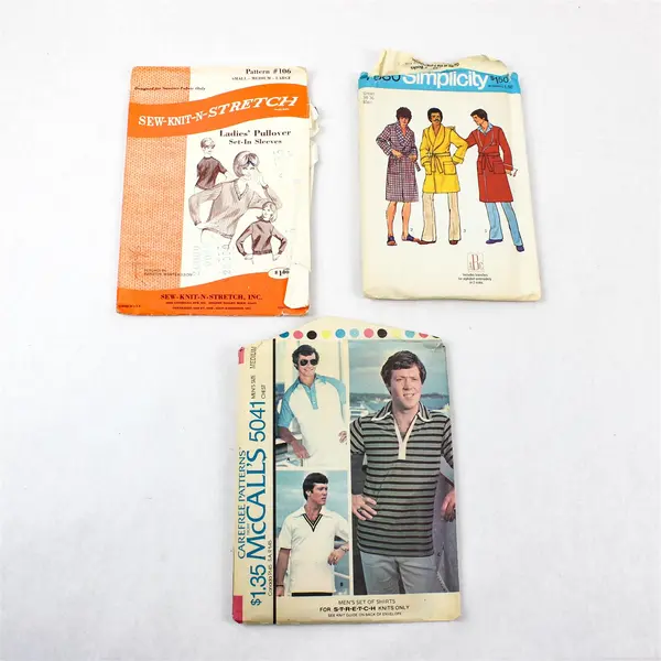 Lot of 3 Vintage Men's & Unisex Sewing Patterns McCall's Simplicity Sew Knit