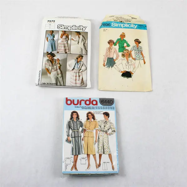 Lot of 3 Sewing Patterns Simplicity 7272 7896 Sz16 & Burda 6440 Sz 14-46