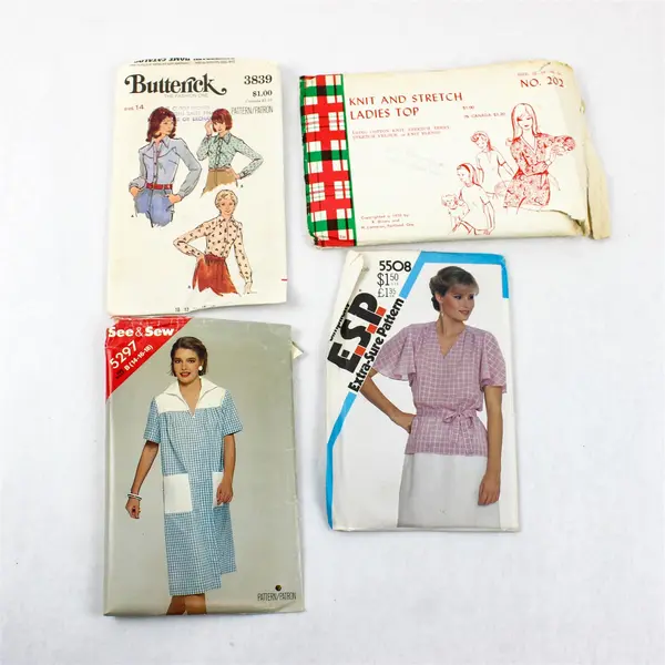 Lot of 4 Vintage Sewing Patterns Simplicity See & Sew Knit & Stretch Butterick