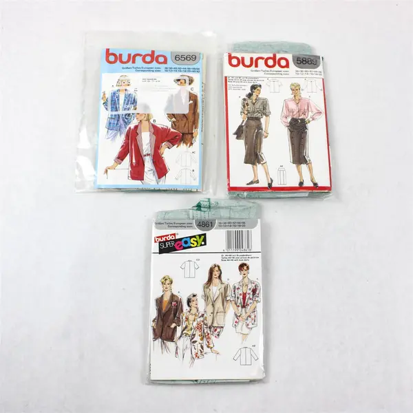 Lot of 3 Burda Sewing Patterns 6569 (Sz10-40), 4861 & 5889 (Sz10-20)