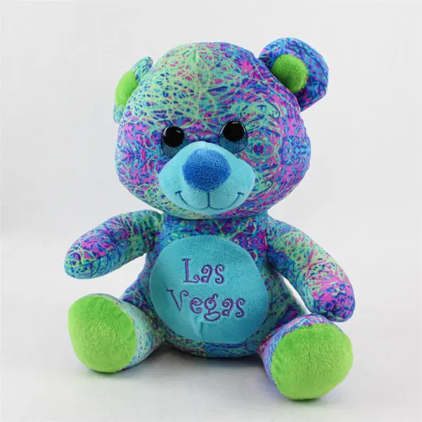 Fiesta Scribbleez Sitting Plush Bear Las Vegas 10in Colorful