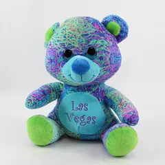 Fiesta Scribbleez Sitting Plush Bear Las Vegas 10in Colorful