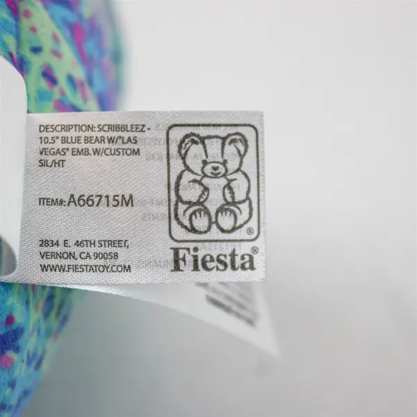 Fiesta Scribbleez Sitting Plush Bear Las Vegas 10in Colorful