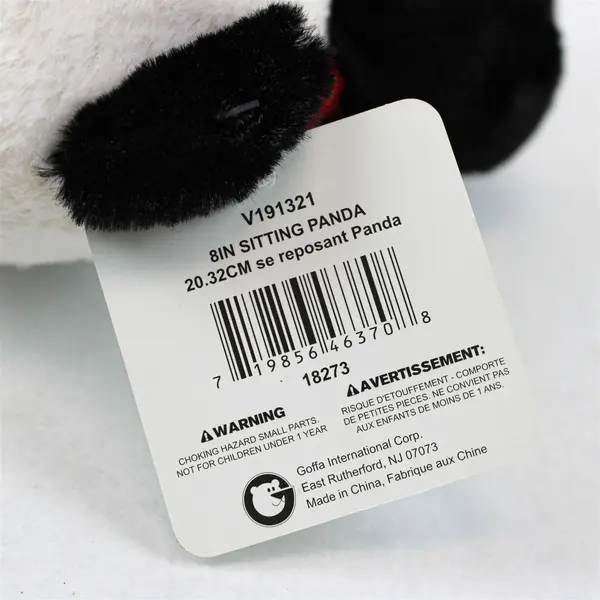 Goffa 8" Sitting Panda Plush with Hearts on Feet Collectible Stuffed Animal