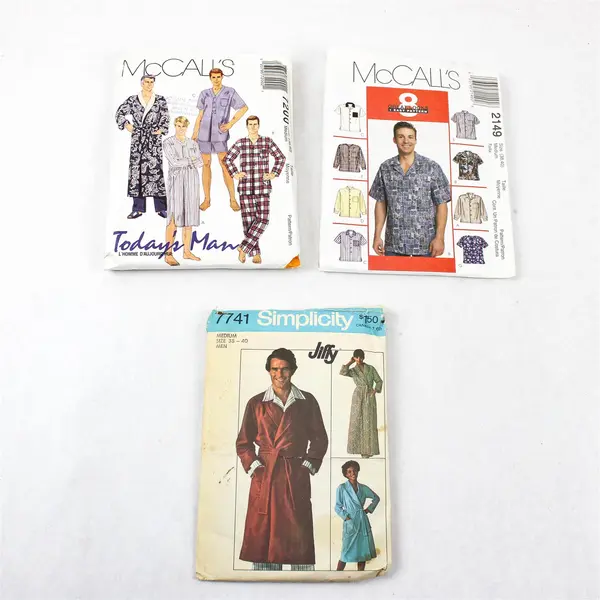 Lot of 3 Vintage McCall's & Simplicity Men's Patterns 2149 7200 7741