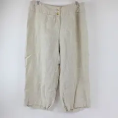 Harve Benard Women's L Petite Tan 100% Linen Flowy Capri Pants