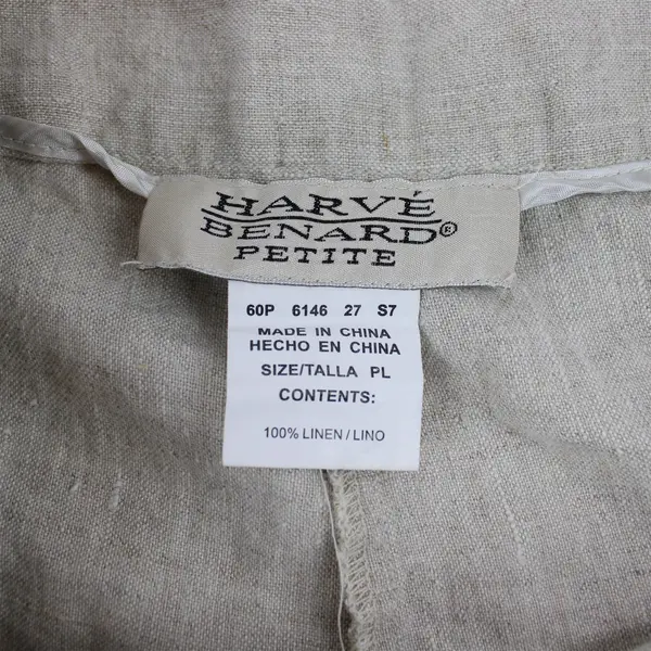 Harve Benard Women's L Petite Tan 100% Linen Flowy Capri Pants