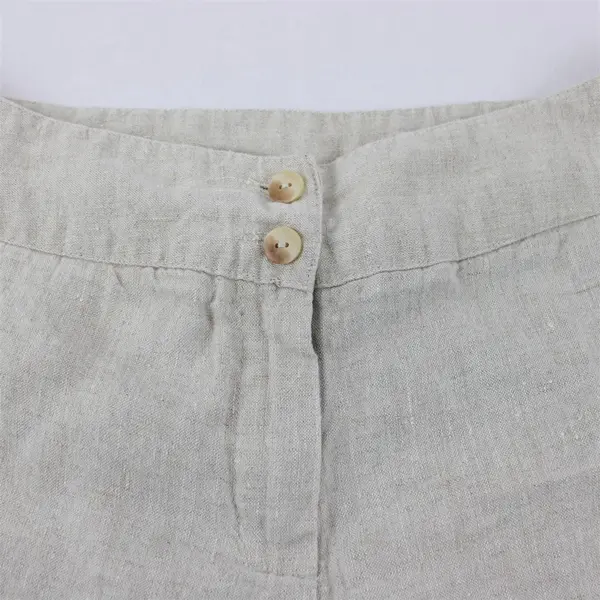 Harve Benard Women's L Petite Tan 100% Linen Flowy Capri Pants