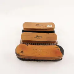 Lot of 3 Vintage Shoeshine Brushes 100% Horsehair (Star & Unbranded)