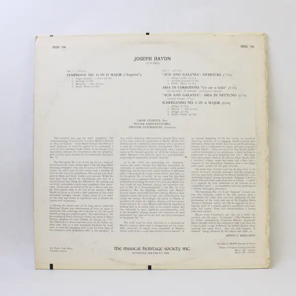 Joseph Haydn Symphony No. 53 in D Major 12" Vinyl Record