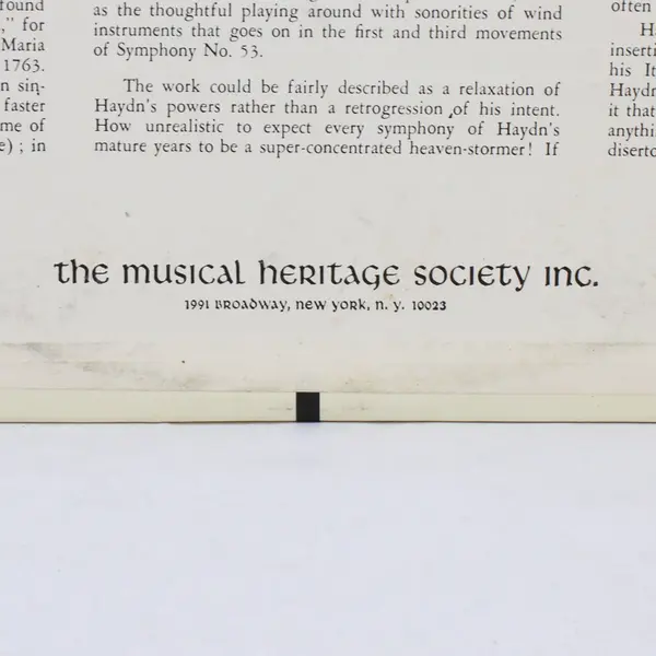 Joseph Haydn Symphony No. 53 in D Major 12" Vinyl Record