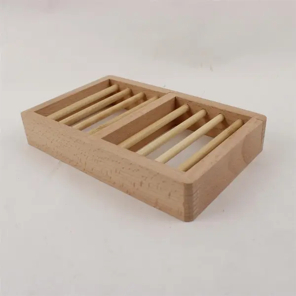 Lot of 3 Wooden Soap Dishes Trays Bathroom Countertop Natural