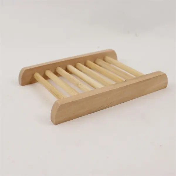 Lot of 3 Wooden Soap Dishes Trays Bathroom Countertop Natural