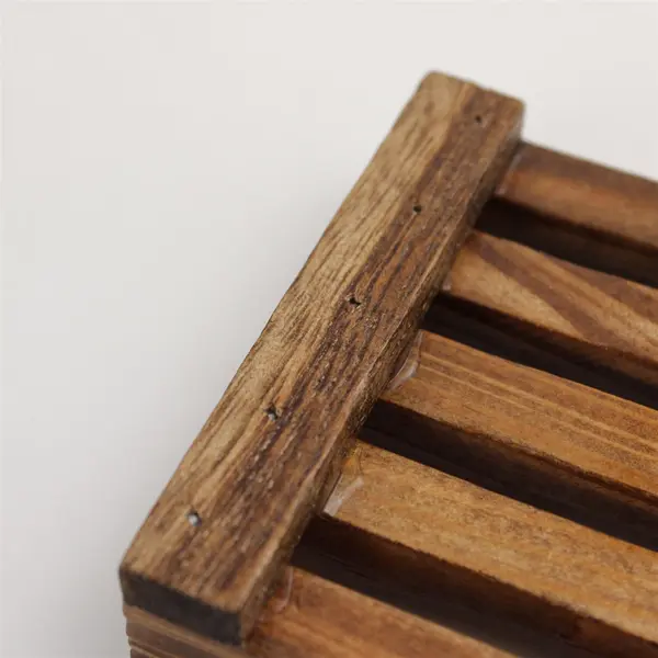 Lot of 2 Dark Wood Soap Trays Dishes - Bathroom Kitchen Soap Dish