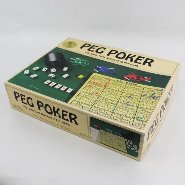 Vintage 1993 Peg Poker Board Game w/Card Dice, Wheeler Games #0010