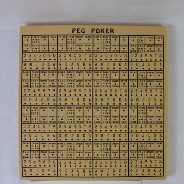 Vintage 1993 Peg Poker Board Game w/Card Dice, Wheeler Games #0010