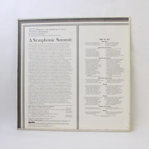 Beethoven's Ninth / Charles Munch/Boston Symphony 12" Vinyl Record
