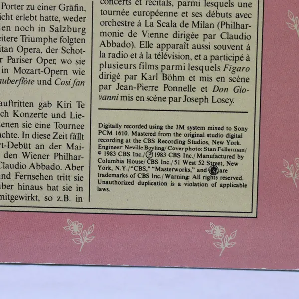 Kiri Te Kanawa Verdi & Puccini 12" Vinyl Record