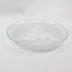 Home Beautiful Rose Pearls Pattern Clear Glass Crystal Deep Round Platter 14"