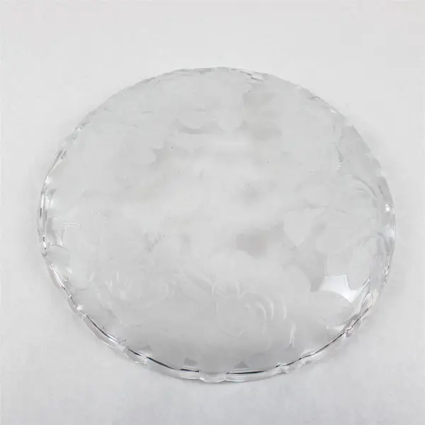 Home Beautiful Rose Pearls Pattern Clear Glass Crystal Deep Round Platter 14"