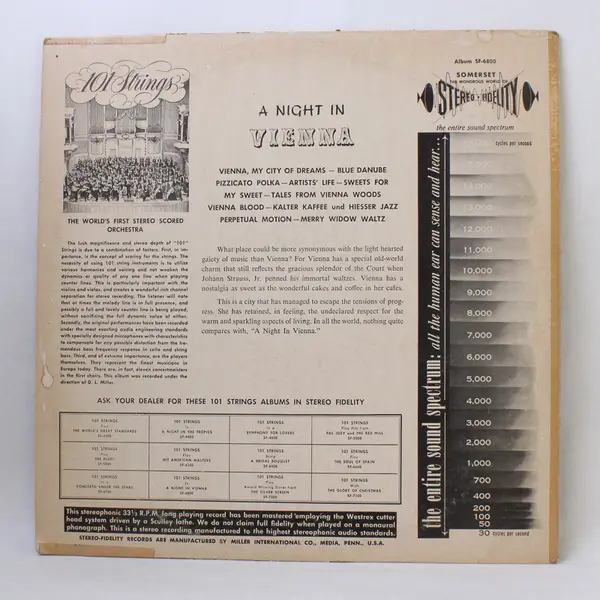 A Night In Vienna 101 Strings 12" Vinyl Record  