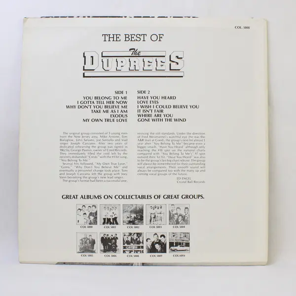 The Best Of The Duprees 12" Vinyl Record