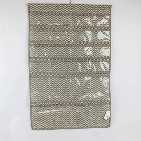 Hanging Jewelry/Accessory Organizer, Grey & White Chevron Design 24 Pockets