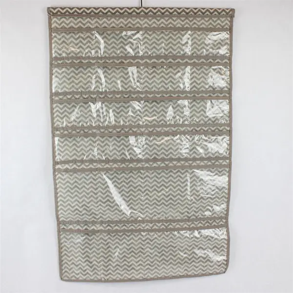 Hanging Jewelry/Accessory Organizer, Grey & White Chevron Design 24 Pockets
