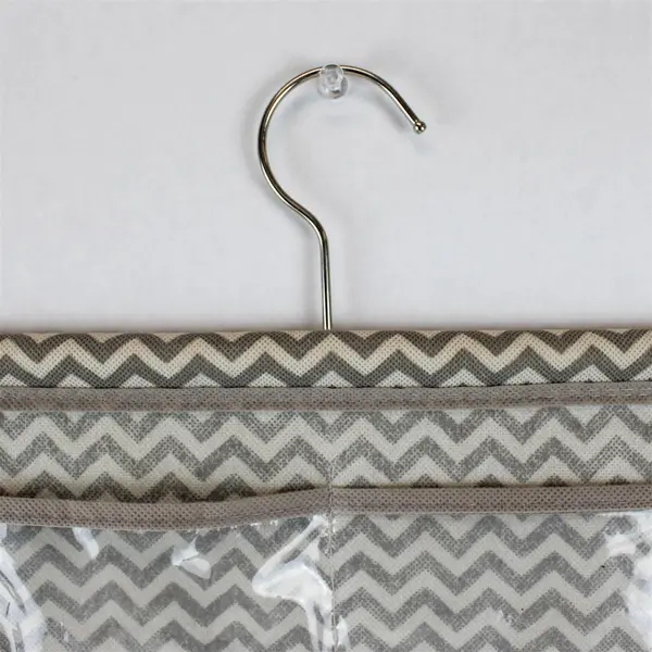 Hanging Jewelry/Accessory Organizer, Grey & White Chevron Design 24 Pockets